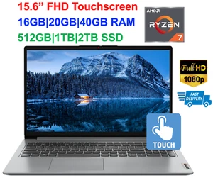 2024 Lenovo IdeaPad Laptop 15.6" FHD Touch Ryzen 7 5700U Upto 40GB RAM&2TB SSD - Picture 1 of 8