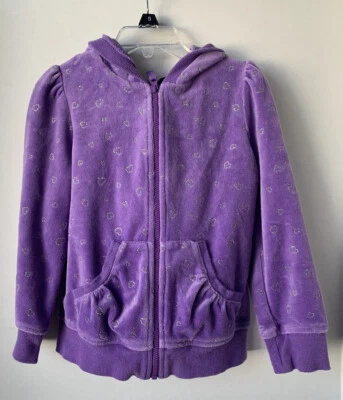 Chaqueta Nordstrom Velour Niñas Talla 5/6 Lavanda/Púrpura con Contorno Corazón Plateado Foto 1 de 2