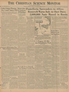 June 11 1943 WWII Original Int. Newspaper PANTELLERIA SURRENDER FDR WARNS ITALY - Picture 1 of 2