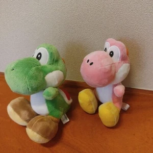 Yoshi Plush Mario Party 5 S Size Sanei 2003 Nintendo & 2007 Pink Yoshi Plush Set - Picture 1 of 10