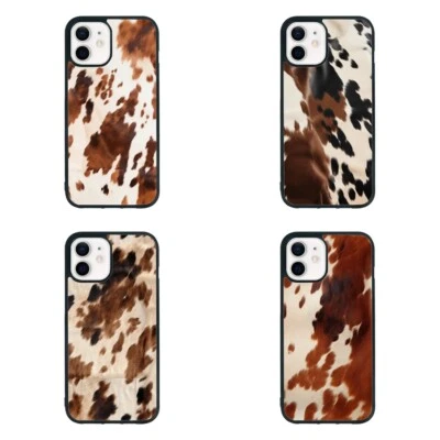 Funda Deslumbrante Piel de Vaca Marrón Tela Vaca Para Samsung Galaxy Apple iPhone Foto 1 de 4