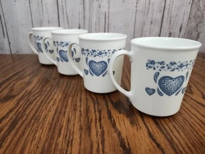 Tazzine da tè caffè Corning Corelle cuore blu vintage Corningware usate in ottime condizioni lotto di 4 - Foto 1 di 12