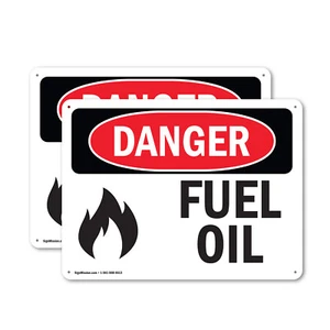(2 Pack) Fuel Oil OSHA Danger Sign Decal Metal Plastic - Picture 1 of 23