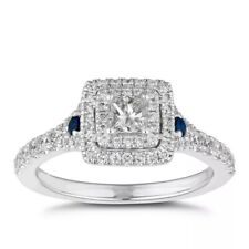 Vera Wang Princess Lab-Created Diamond Double Halo Engagement 925 Silver Ring