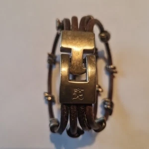 "Uno de 50" Leder armband Armreif mit METALL KNOTEN mehrreihig - Bild 1 von 4