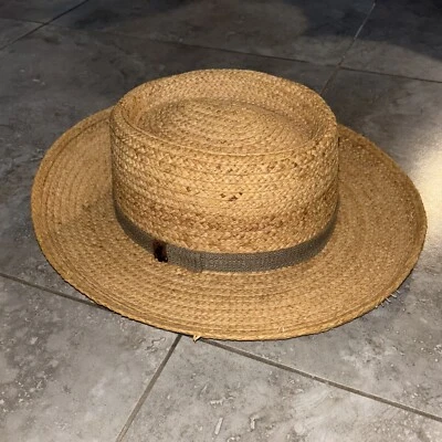 Sombrero SCALA Genuino Rafia Golf Sombrero Fedora Redondo - 58 Cm, 8” Diámetro Tamaño Grande? Foto 1 de 4