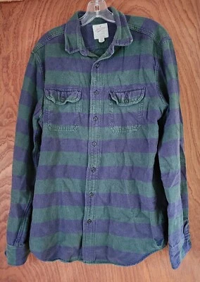 American Eagle Men's Heritage Classic Fit Flannel Button Up Shirt Striped LT - Image 1 of 4