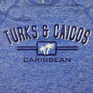 Holloway Turks and Caicos T-Shirt Mens Small Blue Dry-Excel Graphic Tee - Picture 1 of 5