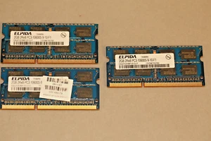 Lot of 3 Elpida 2GB 2Rx8 PC3-10600S-9-10-F1 EBJ21UE8BFUO-DJ-F - Picture 1 of 3