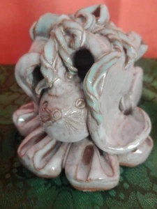 Goofy Handmade Freeform Clay Rabbit Signed - Picture 1 of 8