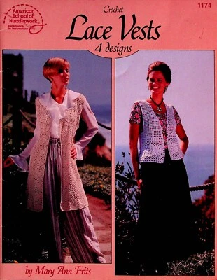 Lace Vests 4 Designs Crochet Patterns By American School Of Needlework - Image 1 of 4