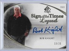 2005-06 SP Authentic BOB KNIGHT autograph HOF Sign of the Times Legend 13/25 