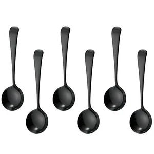 Metal Soup SpoonsStainless Steel Spoons for Soup Round Colorful Dinner Spoons... - Picture 1 of 8