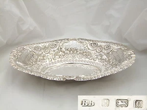 SELTENER EDWARDIANISCHER HM STERLINGSILBER DURCHBOHRTER OBSTKORB 1904 - Bild 1 von 12