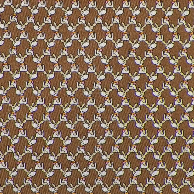 Corbata de seda SALVATORE FERRAGAMO para hombre moca beige blanco PERROS Italia nueva con etiquetas Foto 1 de 3