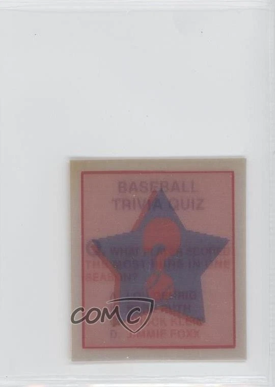 1986 Sportflics Trivia Inserts Babe Ruth #108 HOF - Image 1 of 2