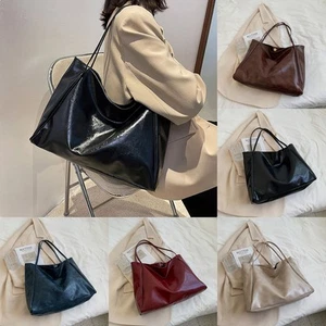 Women's Vintage Tote Bag Large Capacity Leather Casual Shoulder Purse - Picture 1 of 11