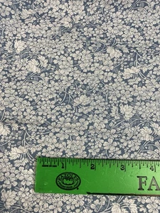 Vintage Fabric Wedgewood Blue Floral White Cotton Blend 3 yd X 45" - Picture 1 of 8