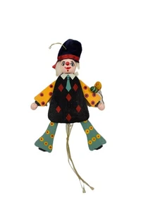 VINTAGE 60ER JAHRE HOLZ HANDBEMALT HAMPELHEBER CLOWN ZUGSCHNUR PUPPE - Bild 1 von 6