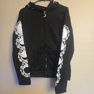 Sudadera con Capucha Punk Talla Grande Negra con Cremallera Fase Lunar Gráfico Manga Larga Gótica  - Imagen 1 de 3
