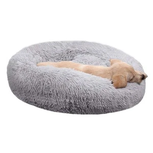 Faux Fur Dog Bed, Shag Round Anti-Anxiety Pet Calming Doughnut Cuddler for Me... - Picture 1 of 9