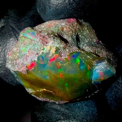 Black Opal rough, Ethiopian Fire opal raw, Natural opal gemstone 16.5Ct 18x14 mm - Image 1 of 4