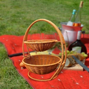 Double Layer Storage Basket Desktop Sundries Organizer Round Fruit Holder for - Picture 1 of 7