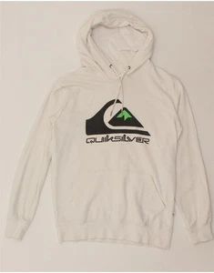 QUIKSILVER Mens Graphic Hoodie Jumper XS White Cotton AK06 - Picture 1 of 3