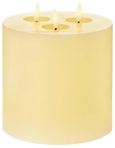 Xmas Candle Cream Flickabright 3 Flame Melted Pool Effect 15cm x 15cm Christmas - Picture 1 of 2