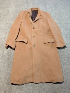 L. S. Ayres Trench Coat Mens 42 Wool Cashmere Blend Vintage Satin Lined - Picture 1 of 16