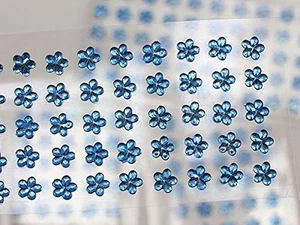 6mm Blue LQ05 Flower Self Adhesive Acrylic Rhinestones Plastic Face Gems Stic... - Picture 1 of 4