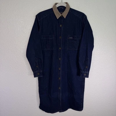 Vintage Calvin Klein Denim Dress Womens Medium Shirtdress Corduroy Chore Barn - Image 1 of 4