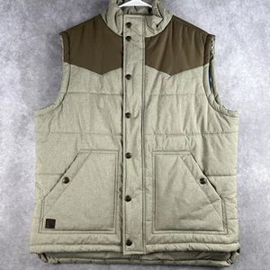 Cody James Western Puffer Vest Yoke Rockabilly Blue Plaid Lining Men's M - Picture 1 of 11
