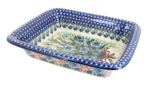 Blaue Rose polnische Keramik Taglilie Bouquet Medium rechteckig Bäcker - Bild 1 von 1