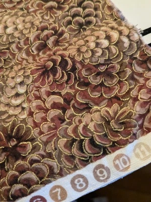 Fabric - Gold trimmed flowers and Pine Cones - Hobby Lobby - 40x19 - Image 1 of 4