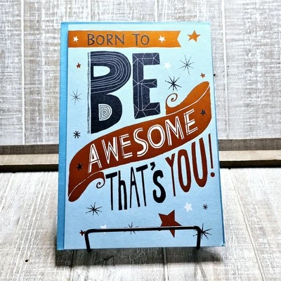 Tarjeta de cumpleaños American Greetings impresionante azul naranja única en su clase Foto 1 de 4