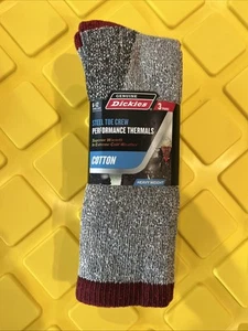 Men's Dickies Steel Toe Crew Performance Thermals Heavyweight Cotton 3 Prs red - Picture 1 of 4