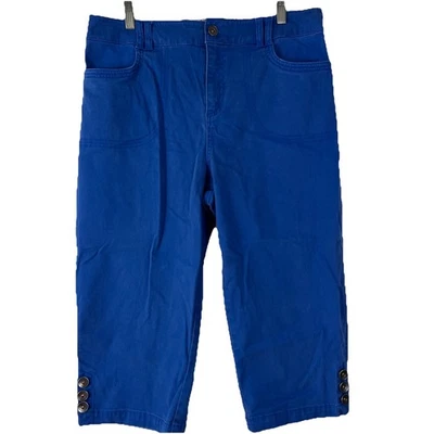 Pantalones capri Christopher & Banks para mujer talla 12 tiro alto azul chino elástico Foto 1 de 4