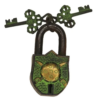 Sword and shield Design Door Lock Victorian Antique Style Handmade Brass Padlock - Image 1 of 4