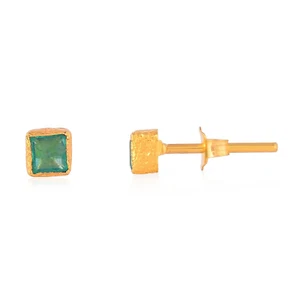 Aretes de esmeralda de 0,87 quilates de oro amarillo de 18 quilates con textu... - Imagen 1 de 8