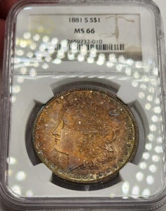 1881 S $1 Morgan Dollar NGC MS66 Sunset Toned Amazing Luster Burnt Orange Color - Picture 1 of 7
