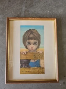 Vintage 1962 Keane Big Eyes Kind KUNST Druck 12 x 15 Uhr im Holzrahmen - Bild 1 von 1