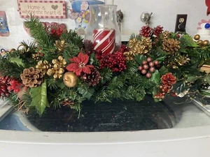 Vintage Christmas Table top Center Piece Red Poinsettia Candle Holder 1960’s - Picture 1 of 12