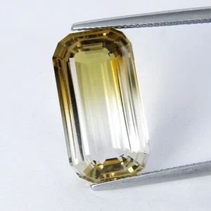11.73Cts Stunning Natural Bi-Color Quartz Radiant Magic Cut Brazil Gemstone - Picture 1 of 4