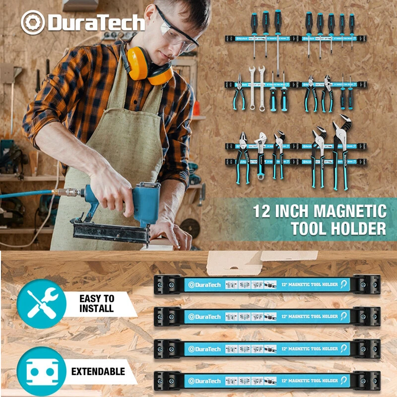 DURATECH 4 Pack 12" Magnetic Tool Holder Strip Heavy Duty Magnetic Tool Bar Sets