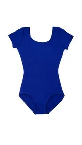 girls Classic Short Sleeve Leotard Jumpsuit Royal 8 6 US - Picture 1 of 4
