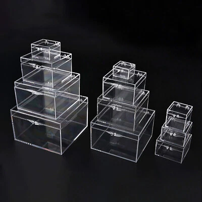 Mini Square Clear Plastic Small Box Jewelry Storage Container Beads Case Box - Image 1 of 4