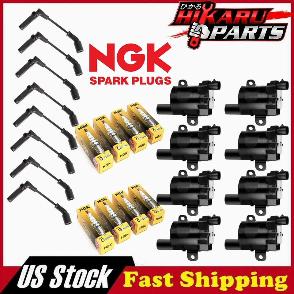 8x Round Ignition Coil & Wire Set NGK Platinum Spark Plug For Chevy GMC Cadillac - Image 1 of 4