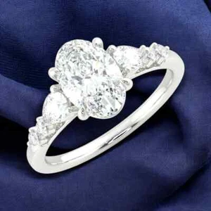 Oval Cut Wedding Ring IGI Certified 1.70Ct Lab Grown Diamond 14K White Gold - Picture 1 of 12