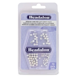 Paquete de variedades de tapas de extremo de cable de memoria Beadalon® 3 mm 4 mm chapado en plata 72 piezas - Imagen 1 de 1